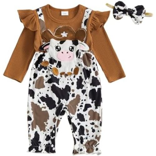 YINGISFITM Newborn Infant Baby Girl Clothes Fall Winter Cowgirl Long Sleeve Bubble Romper Rodeo Jumpsuit Cute Outfits