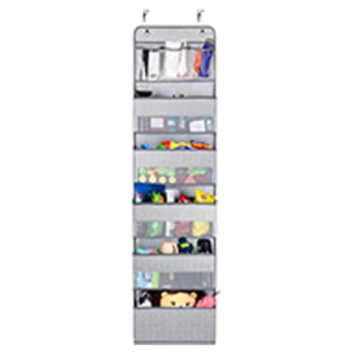 Univivi Door Hanging Organizer Nursery Closet Cabinet Baby Storage with 5 Large Pockets and 3 Small PVC Pockets for Cosmetics, Toys and Sundries (6 Layers - Beige)…