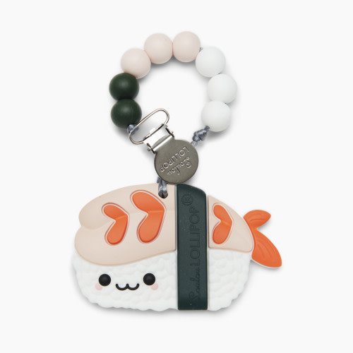 Loulou Lollipop Silicone Teether with Metal Clip - Ebi (Shrimp)