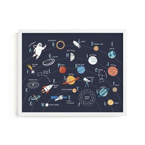 Minted Space Alphabet, 11x14, White Frame