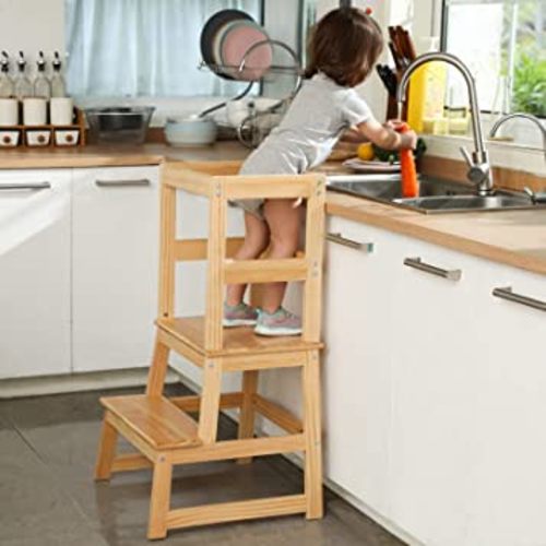 Kitchen Step Stool for Toddlers, Montessori Kids Learning Stool,Baby Standing Tower for Counter,Children Standing Helper (Natural)