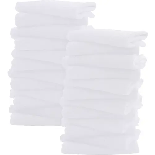 Sunny zzzZZ Ultra Soft 24 Pack Baby Washcloths - 10x10 Inches - Coral Fleece Extra Absorbent Wash Clothes for Babies, Infants and Toddlers - Sensitive Skin and Newborn - Ideal Baby - White