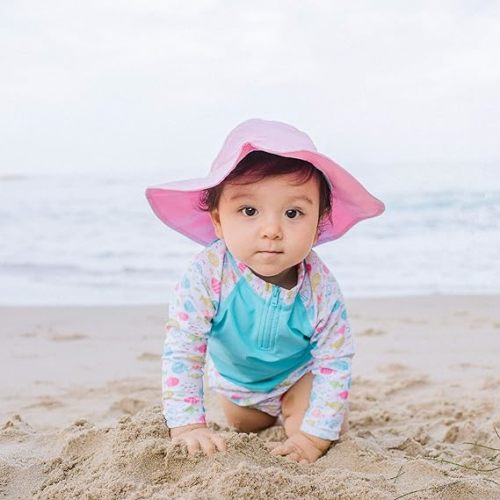i play. Baby Girls' Brim Hat | All-Day UPF 50+ Sun Protection for Head, Neck, & Eyes - 0-6 Months - Light Pink