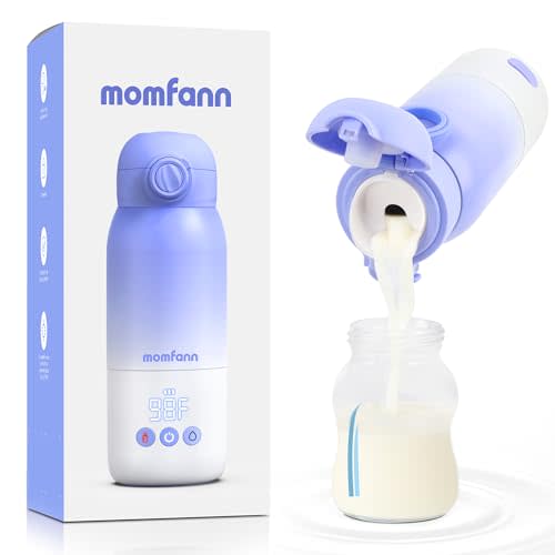 MOMFANN Portable Bottle Warmer for Travel, Dual Heating Modes Baby Milk Warmer On The Go for Breastmilk, Water and Formula, Precise Temperature Control with 5 Levels, Long-Lasting Battery (Purple)