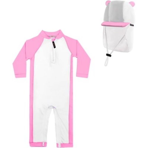weVSwe Baby Swimsuit Girl Rash Guards Sun Protection Infant Long Slevee Bathing Suit Quick Dry with Sun Hat 0-3 Years