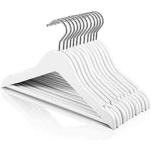 HOUSE DAY Wooden Childrens Hangers Kids Hangers 20 Pack, Wood Baby Hangers Nursery Hangers, 360° Swivel Hook Non Slip Coat Hanger for for Coats, Suits, Pants and Jackets, White