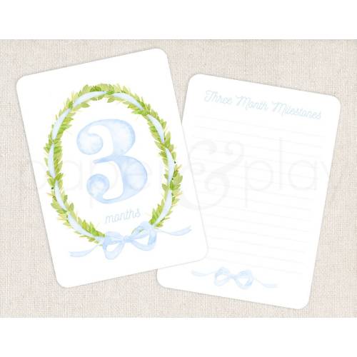 Watercolor Blue Baby Milestone Cards