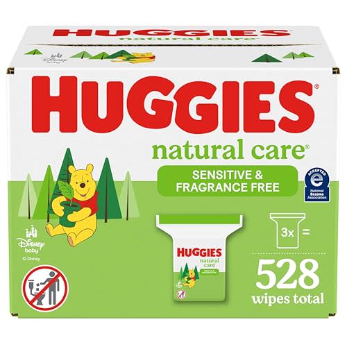 Huggies Natural Care Sensitive Baby Wipes, Unscented, Hypoallergenic, 99% Purified Water, 3 Refill Packs (528 Wipes Total)