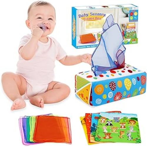 Aiduy Baby Toys 6 to 12 Months - Baby Tissue Box Toys Montessori Toys for Babies 6-12 Months Soft Crinkle Infant Sensory Toys for 1 Year Old Early Learning Toys Baby Boys Girls Gifts