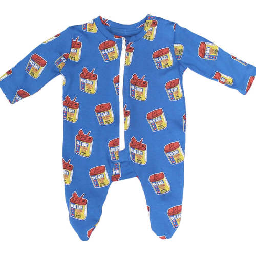 Old Bay Can Pattern Long Sleeve Baby Footie Onesie