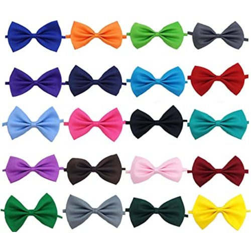 Ergonflow Solid Color Adjustable Boys Kids Bow Tie Collection - 20 Mixed Color/20pcs
