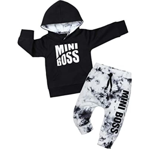 Von kilizo Toddler Baby Boy Clothes Fall Outfits Cute FashionsHoodie Sweatsuit Top+Tie-Dye Pants 2PCS Set