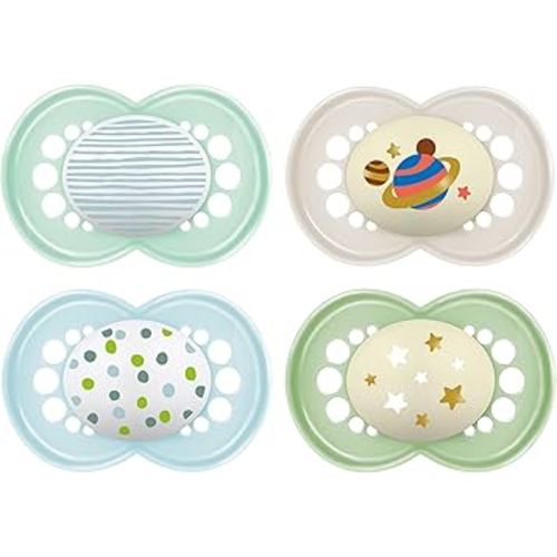 MAM Night Pacifiers (2 Count), MAM Pacifiers 6+ Months, Best Pacifier for Breastfed Babies & Original Baby Pacifier, Nipple Shape Helps Promote Healthy Oral Development, Sterilizer Case