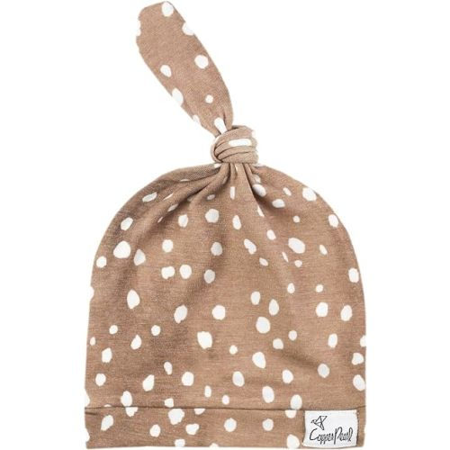 Baby Beanie Hat Top Knot Stretchy Soft Fawn