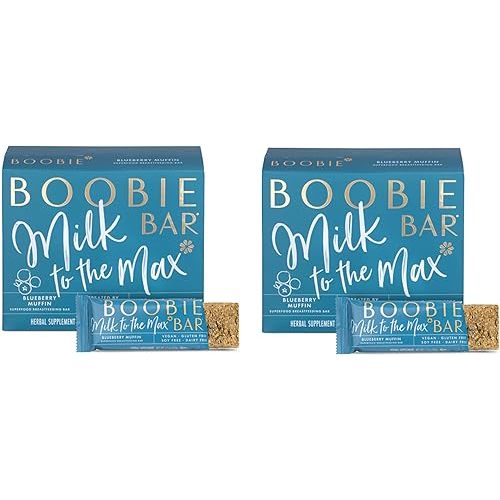 Boobie Bar Superfood for Lactation and Breastfeeding 1.7 Ounce Bars, Blueberry Muffin, 6 Count (Pack of 2)