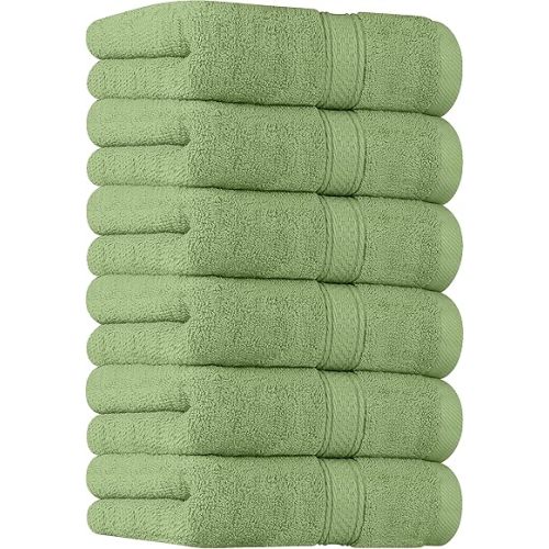 Utopia Towels 6 Pack Premium Hand Towels Set, 16 by 28 inches, 100% Ring Spun Cotton, Ultra Soft and Highly Absorbent 600GSM Towels for Bathroom, Gym, Shower, Hotel, and Spa, Sage Green