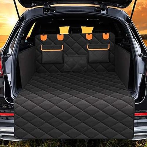EasyHaWei 4-in-1 SUV Cargo Liner for Dogs, Non-Slip Water Resistant Pet Trunk Mat with Side Flaps Protector & Back Seat Organizer, Dog Backseat Cover for SUVs Vans(41" W x 76" L)