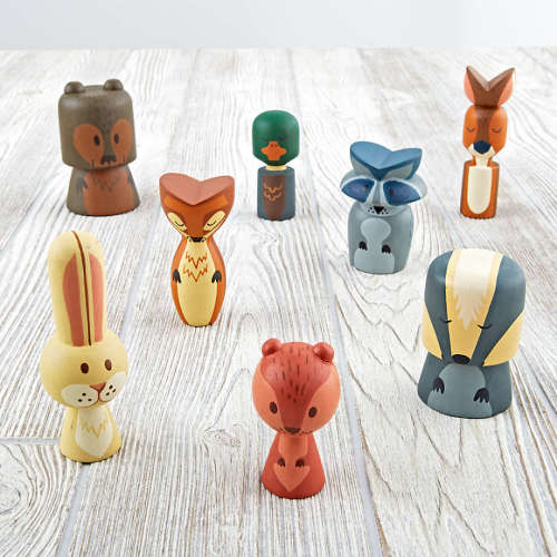 Wooden Forest Animal Toys, Set of 8