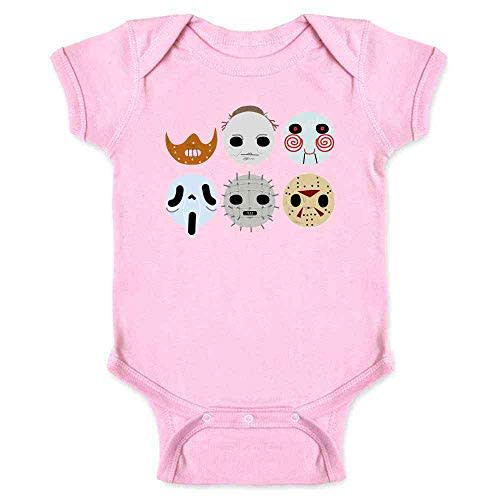 Pop Threads Horror Masks Monster Scary Movie Halloween Spooky Baby Toddler Kids Girl Boy T-Shirt