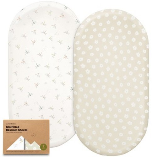 KeaBabies Bassinet Sheet for Baby Girls, Boys, 2-Pack Isla Fitted Bassinet Sheets, Bassinet Mattress Sheets, Color: Meadow