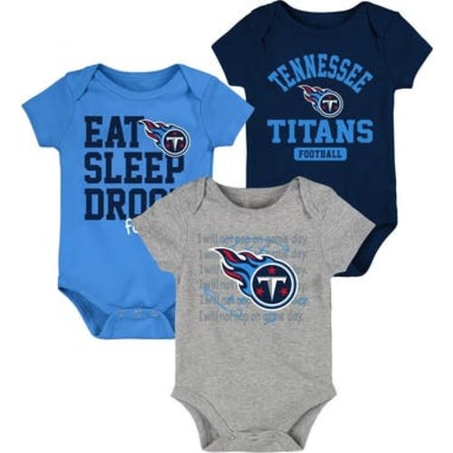 Newborn & Infant Navy/Light Blue Tennessee Titans Eat Sleep Drool Football Three-Piece Bodysuit Set, 6-9 M