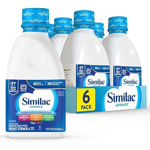 Similac Advance Infant Formula With Iron, Ready-to-Feed Baby Formula, 32-fl-oz Bottle, Pack of 6