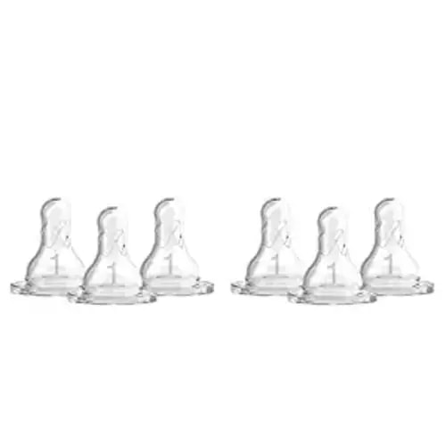 Dr. Brown’s Natural Flow® Level 1 Narrow Baby Bottle Silicone Nipple, Slow Flow, 0m+, 100% Silicone Bottle Nipple, 6 Pack - Level 1, 6 Pack, 0m+