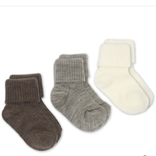 Wool Socks, Baby and Toddler, Brown-Gray & White