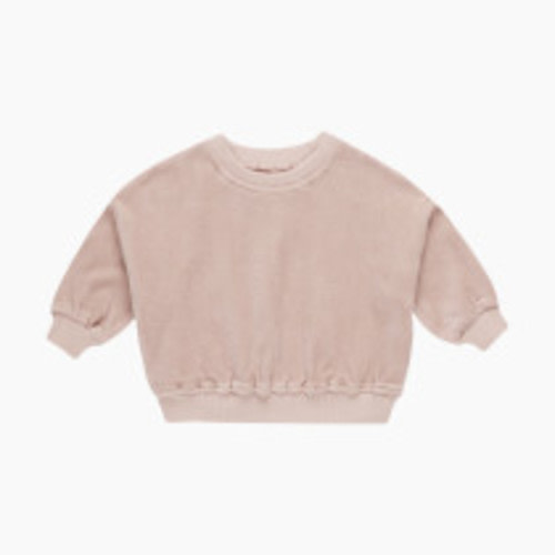 Quincy Mae Velour Relaxed Sweatshirt - Blush, 0-3 M