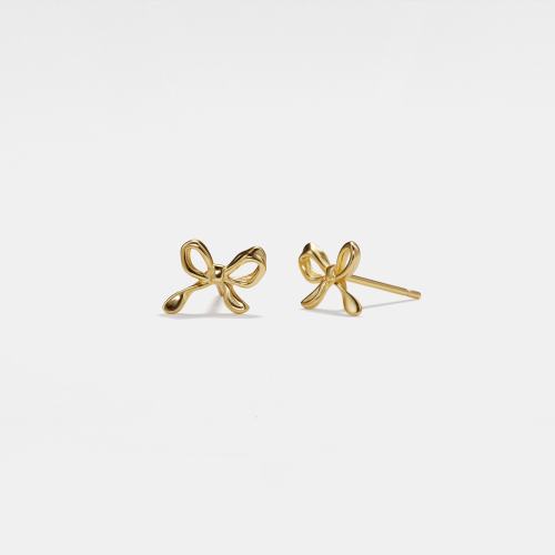 PERIMADE Dainty Bow Tie Stud Earrings • Tiny Gold Bowknot Wedding Earrings • Sterling Silver Friendship Jewelry • Trendy Best Friend Gift