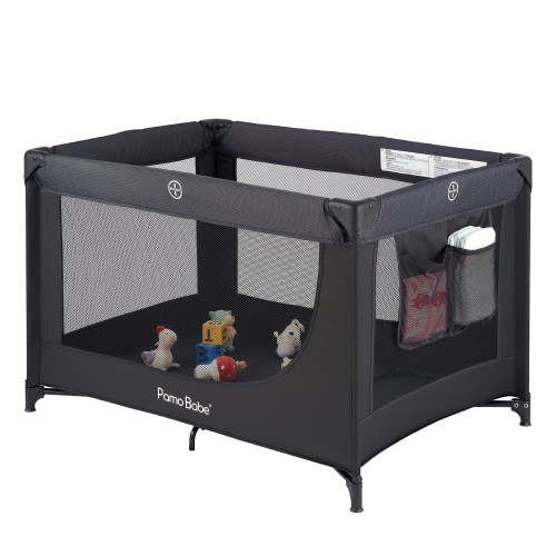 Pamo Babe Infant Playard, Sturdy Portable Playpen with Mattress, ​Carry Bag(Black)
