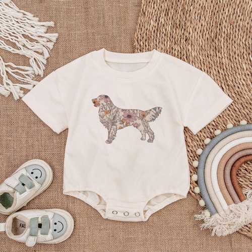 Golden Retriever Baby Romper, Love Dog Baby Bodysuit, Funny Shirt for Kids, Baby Girl Summer Outfit, Golden Retriever Baby Gifts