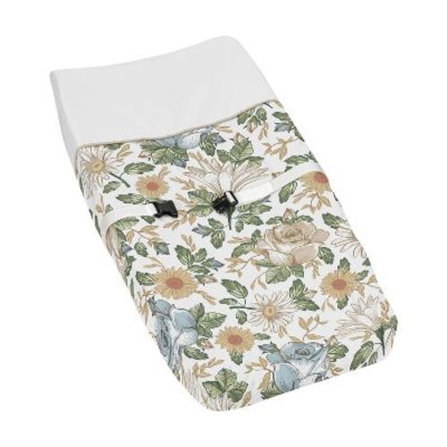 Sweet Jojo Designs Girl Changing Pad Cover Vintage Floral Blue and Yellow