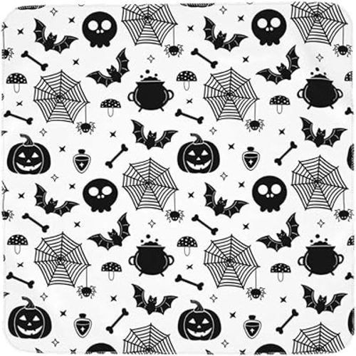 Christmas Halloween Bat Goth Pumpkin Skull Newborn Baby Swaddle Blanket Christmas Muslin Wrap Receiving Blankets Soft Large Swaddle Receiving Gifts for Baby Boy Girl