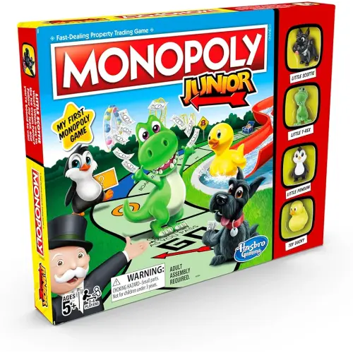 Hasbro Gaming Monopoly Junior Board Game for Kids Ages 5 and Up, 2-4 Players, Family Games