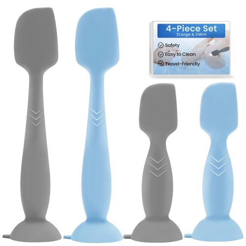 4-Pack Diaper Cream Spatula - Butt Spatula Baby 2 Large & 2 Mini Size with Travel Case, Soft Silicone Diaper Rash Cream Applicator for Newborn Baby Essentials