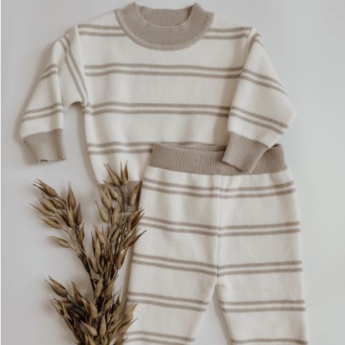 Bentley Grey Stripe Knit Set – 3-6 Months