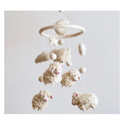 Felt Baby Mobile - Fluffy Sheep | Freshie & Zero