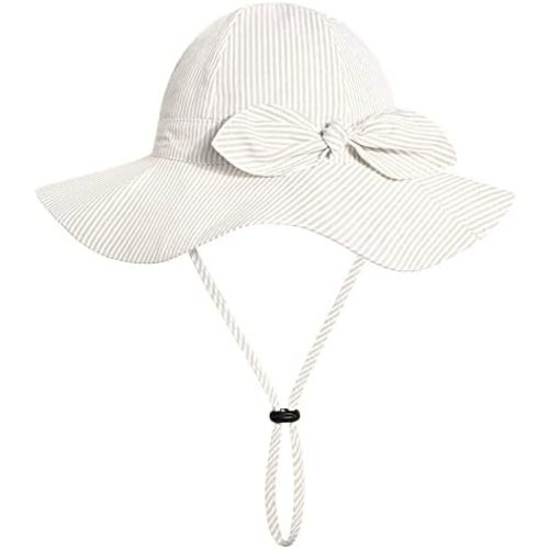 Baby Girl Sun Hat with UPF 50+ Outdoor Adjustable Beach Hat with Wide Brim Bucket Hats