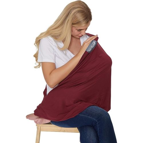 NeoTech Care Baby Nursing Cover Breastfeeding Scarf | Soft Fabric (Burgundy Red)