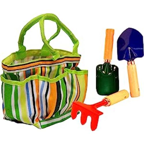 Amazon.com: G & F 10012 JustForKids Kids Garden Tools Set with Tote hand rake shovel trowel,Assorted : Toys & Games