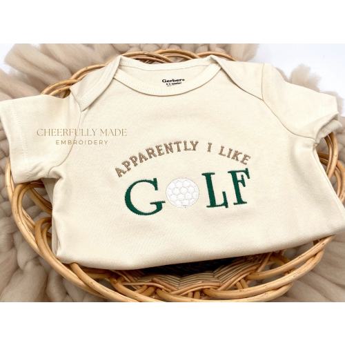Embroidered Apparently I Like Golf Bodysuit, Funny Golf Bodysuit, Golf Pregnancy Reveal, Golf Clothing, Grandparents Pregnancy Announcement