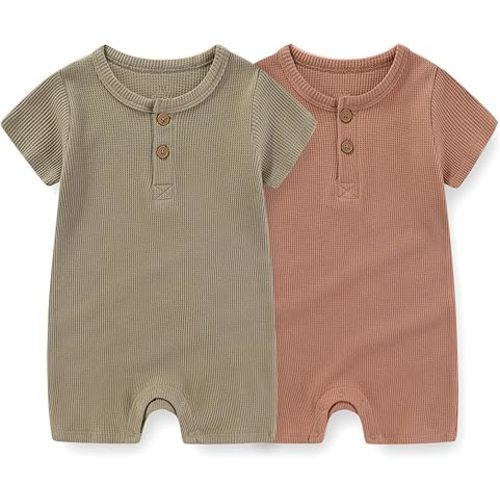 Unisex Short Sleeve Baby Romper 2 Pack Cotton Solid infant Boy Girl Jumpsuits Soft New Born Clothes