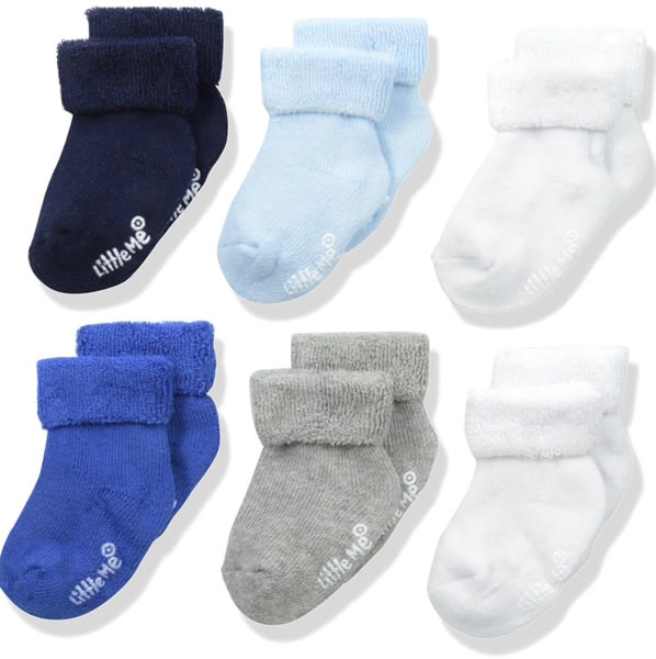 Little Me Baby Boys' Think Cotton Turn Cuff Socks