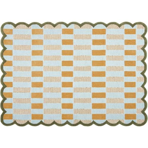 Hand-Tufted Wool Rug with Scalloped Edges