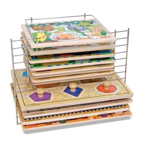 Melissa & Doug Deluxe Metal Wire Puzzle Storage Rack For 12 Small And Large Puzzles : Target