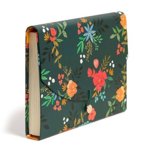 U Brands Paper Expandable File Organizer Midnight Blossoms: Multicolored Accordion File Sorter, 12.99" X 9.17"