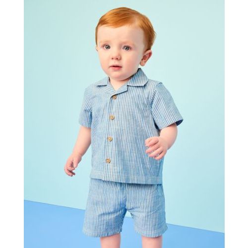 Baby Poplin Button Up Shirt & Shorts Set