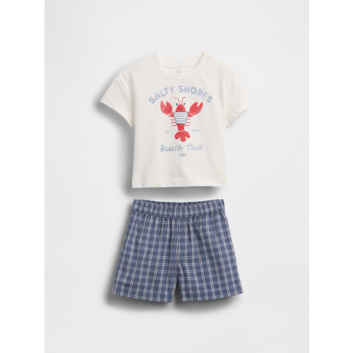 Baby Lobster Graphic T-Shirt & Plaid Short Set