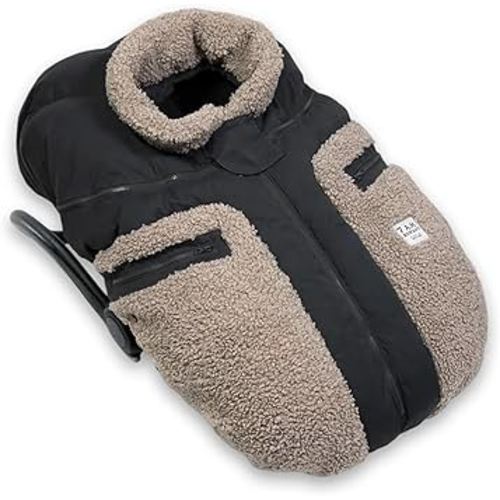 7AM Enfant Car Seat Covers - Cocoon Baby Cover for Boys & Girls, Rain & Snow Repellent, Breathable Windproof, Center Zipper, Universal Fit for Infant Car Seat (0-12M) (Applique Oatmeal)